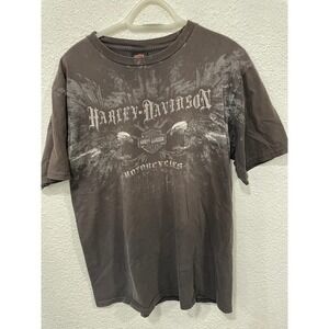 VTG Y2K Harley Davidson T Shirt Adult L Biker Black Eagle Wings Flames USA Made